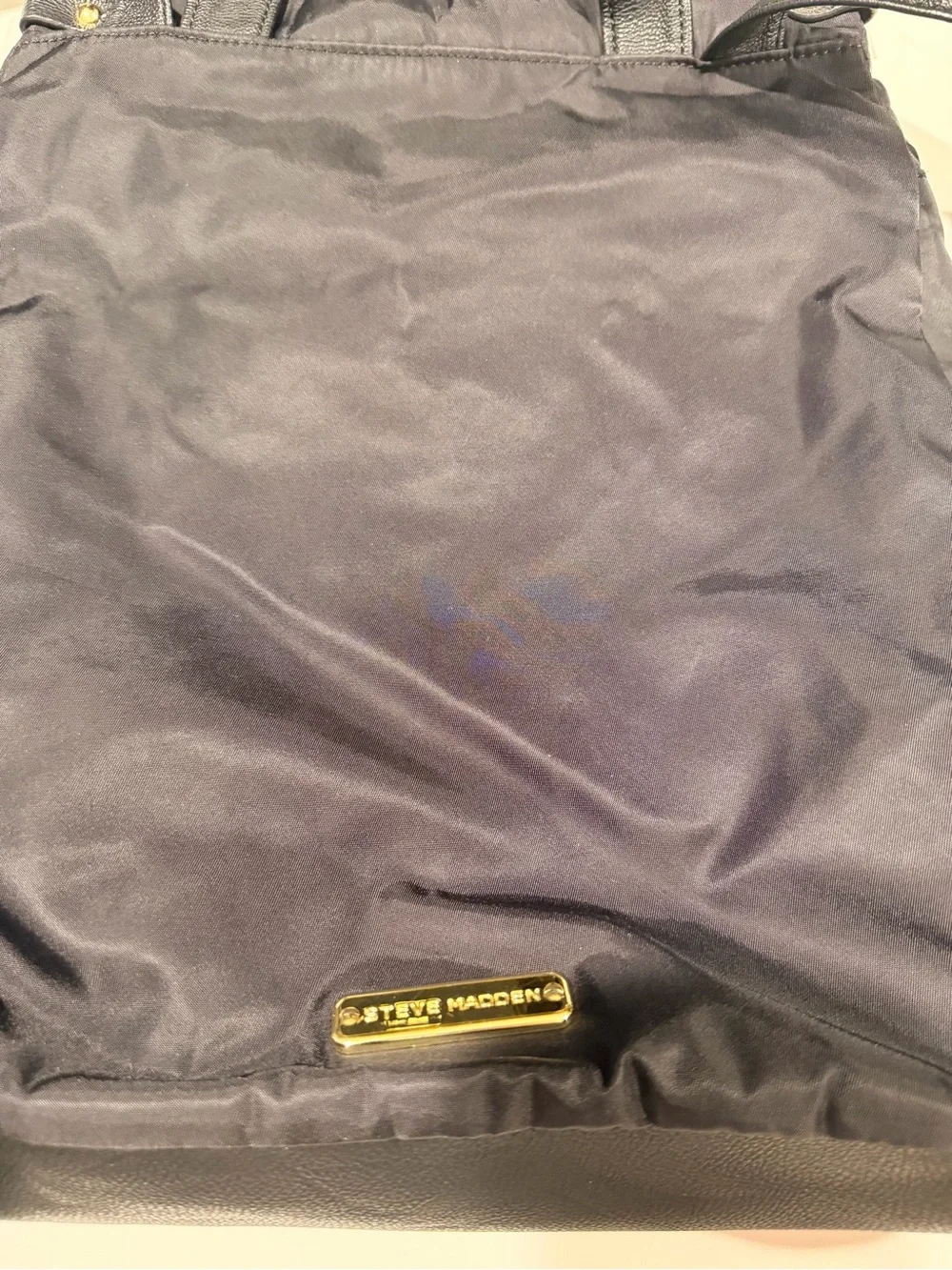 Steve Madden Bspencer Black Nylon Flap Backpack - Gold Hardware